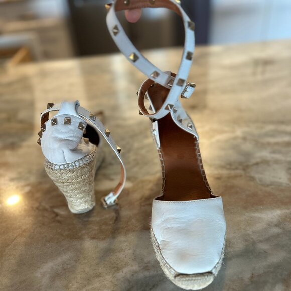 Maypol Made in Spain Leather Studded Wedge Espadrille - Picture 5 of 14